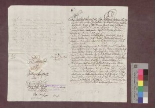 Hans Asal, Hans Georg Döbelin und Fritz Steubel zu Marzell verkaufen ein Stück Wald der badischen Landesregierung um 32 Gulden.