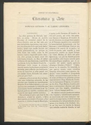 Domingo Estrada y su labor literaria. - (Continuación.)