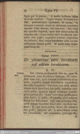Caput VItum. De alienatione iuris hereditarii post aditam hereditatem