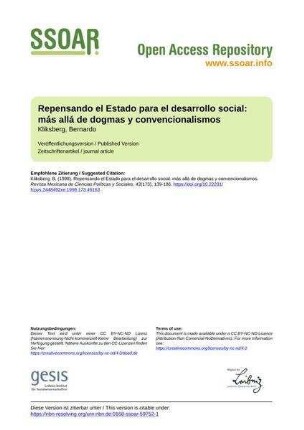 Repensando el Estado para el desarrollo social: más allá de dogmas y convencionalismos