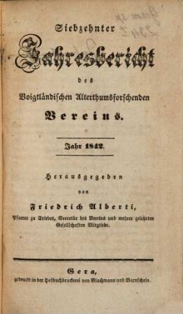 Jahresbericht des Vogtländischen Altertumsforschenden Vereins zu Hohenleuben e.V.. 17. 1842