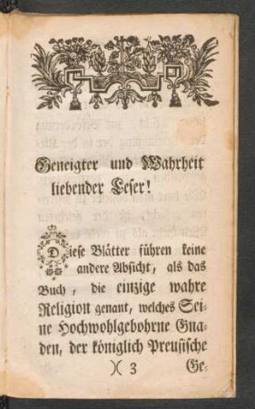 Geneigter und Wahrheit liebender Leser!