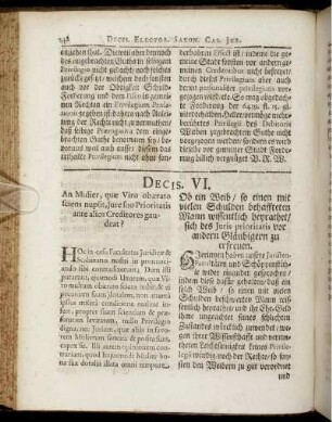 Decis. VI. - Decis. VIII.