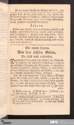 Die neunte Lection. Von dem sechsten Gebote.
