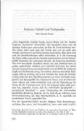 Fachtext, Fachstil und Fachsprache