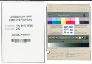 Entnazifizierung Heinrich Weyer , geb. 05.03.1900 (Lehrer)