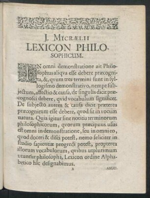 J. Miraelii Lexicon Philosophicum