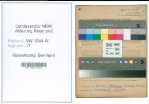 Entnazifizierung Bernhard Klowerkamp , geb. 19.04.1908 (Gemeindevertreter)