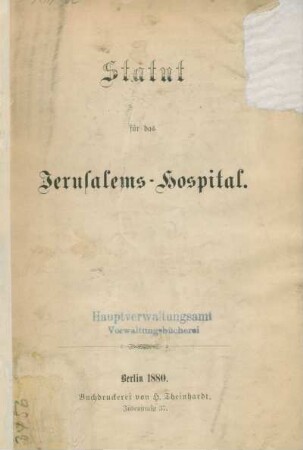 Statut für das Jerusalems-Hospital