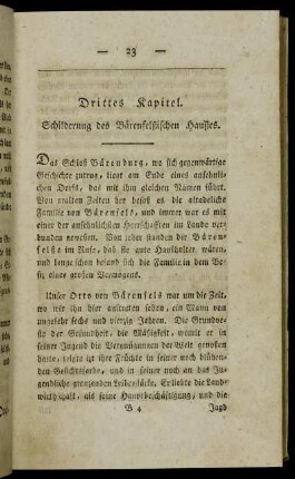 Drittes Kapitel. Schilderung des Bärenfelßischen Haußes.