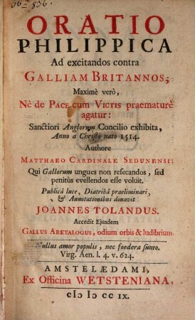 Oratio philippica ad excitandos contra Galliam Britannos