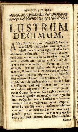 Lustrum Decimum.