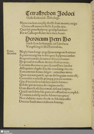 Tetrastychon Jodoci Galli Rubiacensis. Tehologi.