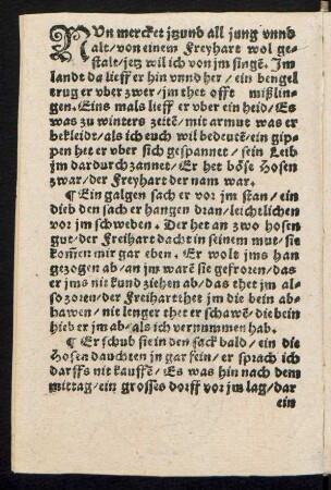 NVn mercket jtzund all jung vnnd || alt/ von einem Freyhart wol ge=||stalt/
