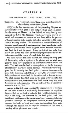 Chapter V. The rotation of a body about a fixed axis.