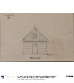 Fürstenwalde (Kięży Lasek), ehemals Kreis Ortelsburg, Regierungsbezirk Gumbinnen (Województwo Warmińsko-Mazurskie). Entwurf zur evangelischen Kirche. Vorderansicht