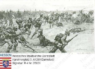 Militär, Hessen / Leibgarde-Infanterie-Regiment (1. Ghzgl. Hess.) Nr. 115 / Erstürmung der französischen Batterie bei Anloy, 22.VII.1914