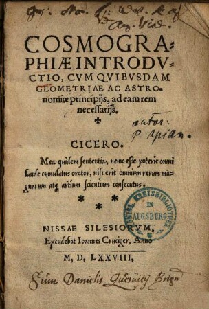 Cosmographiae Introductio : cum quibusdam geometria ac astronomiae principiis