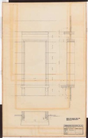Reichsluftfahrtministerium, Berlin: Modellfenster: Ansicht, Schnitt, Grundriss 1:10