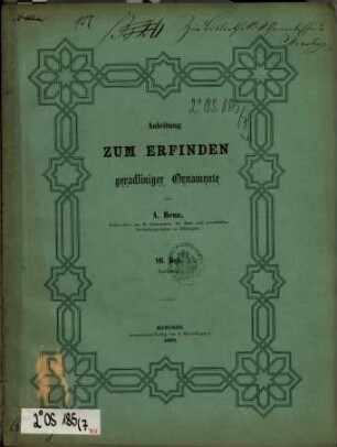 Anleitung zum Erfinden geradliniger Ornamente, 7. Nachtrag