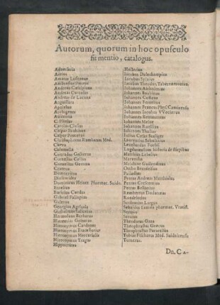 Autorum, quorum in hoc opuseulo fit mentio, catalogus