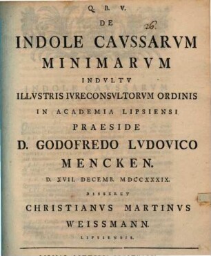 De indole caussarum minimarum