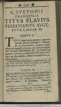 C. Suetonii Tranquilli Titus Flavius Verspsianus Augustus, Caesar XI.