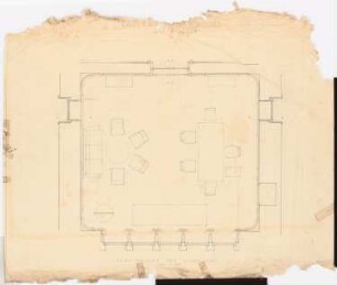 Schloss Posen, Posen Umbau: Möblierungsplan Arbeitszimmer des Gauleiters 2.OG 1:20