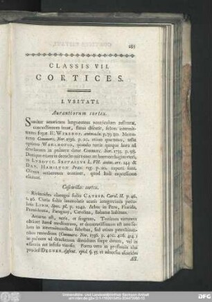 Classis VII. Cortices.