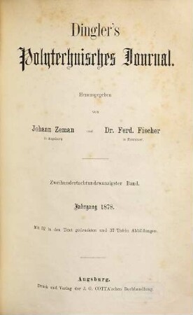 Dingler's polytechnisches Journal, 228. 1878 = 5. Reihe Bd. 28