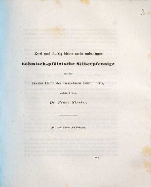 Zwei und fünfzig bisher meist unbekannte böhmisch-pfälzische Silberpfennige aus der zweiten Hälfte des vierzehnten Jahrhunderts