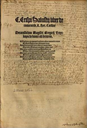 C. Crispi Salustij liber de coniuratione L. Ser. Catiline
