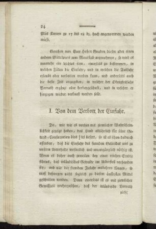 I. Von dem Verbott der Einfuhr.