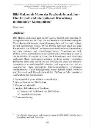 Bild-Makros als Motor der Facebook-Interaktion – Eine formale und interaktionale Betrachtung multimodaler Kommunikate