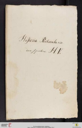 Historia Particularis cum signatura H. V, 8 Bll.