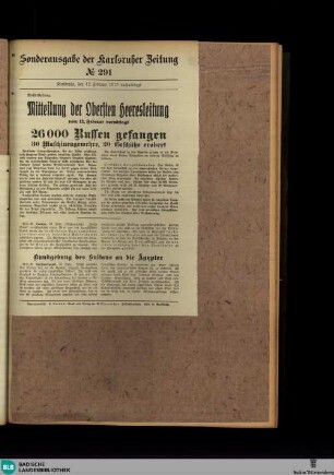 Karlsruher Zeitung, Sonderausgabe No. 291, Mitteilung der Obersten Heeresleitung vom 12. Februar 1915