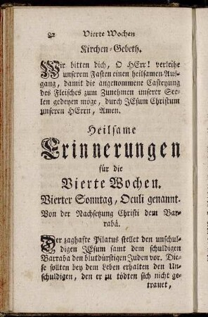 Heilsame Erinnerungen für die Vierte Wochen.