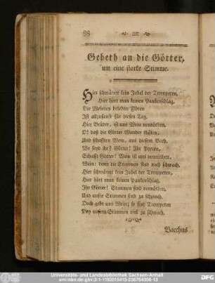 Gebeth an die Götter, um eine starke Stimme.