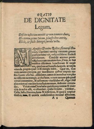Oratio De Dignitate Legum.