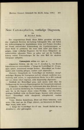 Neue Catonephelen, vorläufige Diagnosen,