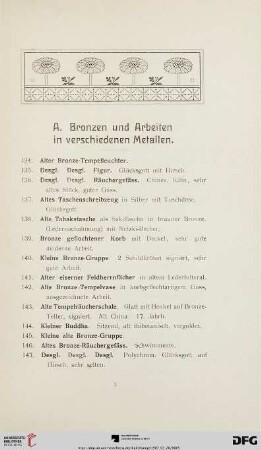 A. Bronzen und Arbeiten in verschiedenen Metallen (Nr. 134 - 168)