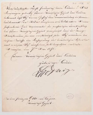 Ludwig II. von Bayern (1845 - 1886) Autographen: Brief von Ludwig II. an König Otto von Bayern - BSB Autogr.Cim. Ludwig .31