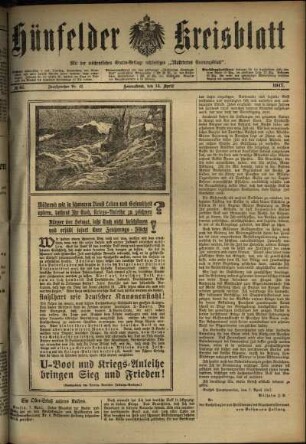Erste Ausgabe vom Samstag, den 14. April 1917.