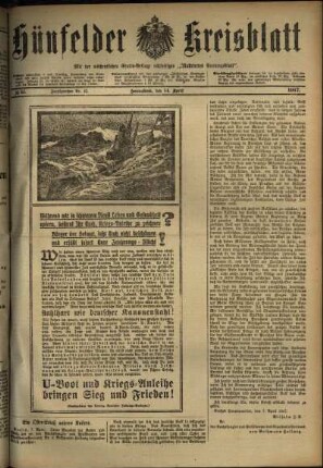 Erste Ausgabe vom Samstag, den 14. April 1917.