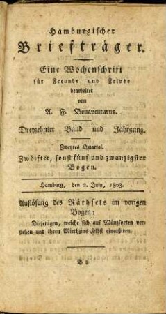 Zwölfter, sonst fünf und zwanzigster Bogen