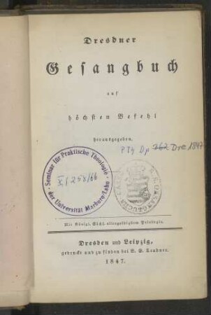 Dresdner Gesangbuch auf höchsten Befehl herausgegeben