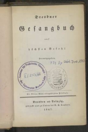 Dresdner Gesangbuch auf höchsten Befehl herausgegeben