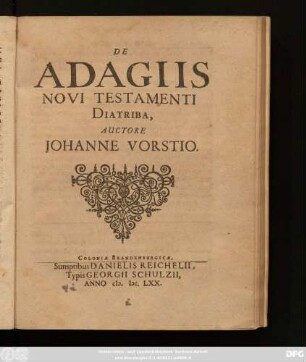 De Adagiis Novi Testamenti Diatriba