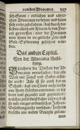 Das andere Capitel. Von der Advocaten Besoldung.