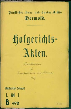 Brockmann, Martin zu Lipperode gegen Amtmann Knochenhauer und Verwalter Brand zu Lipperode